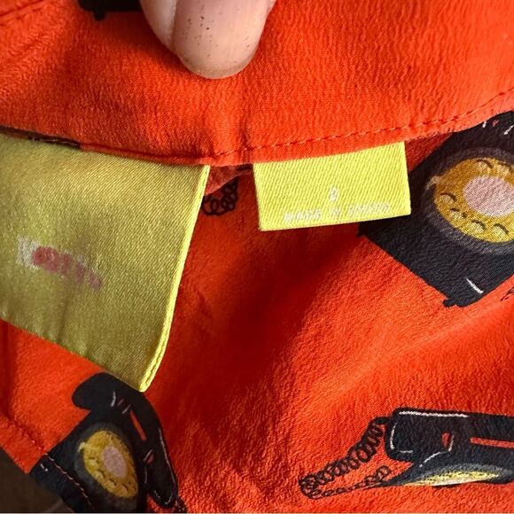 Anthropologie Maeve 52 Conversations Vintage Telephones Blouse 2 100% Silk - Picture 9 of 9